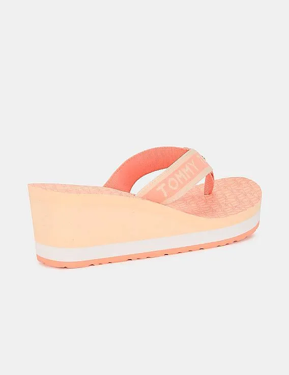 Tommy Hilfiger Women Orange Feminine Wedge Beach Sandals