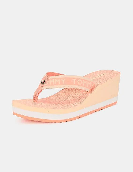 Tommy Hilfiger Women Orange Feminine Wedge Beach Sandals