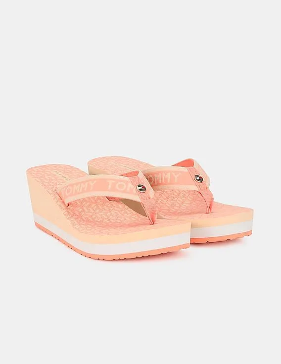 Tommy Hilfiger Women Orange Feminine Wedge Beach Sandals