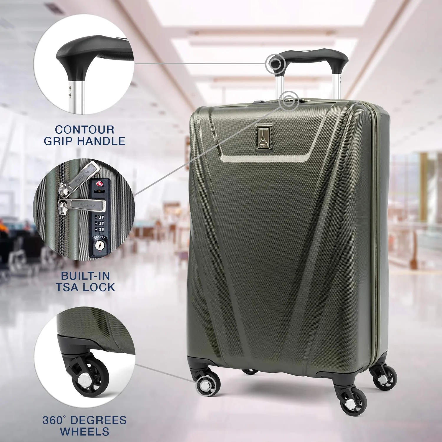 Travelpro Maxlite 5 Carry-on Spinner Hardside Luggage, Slate Green