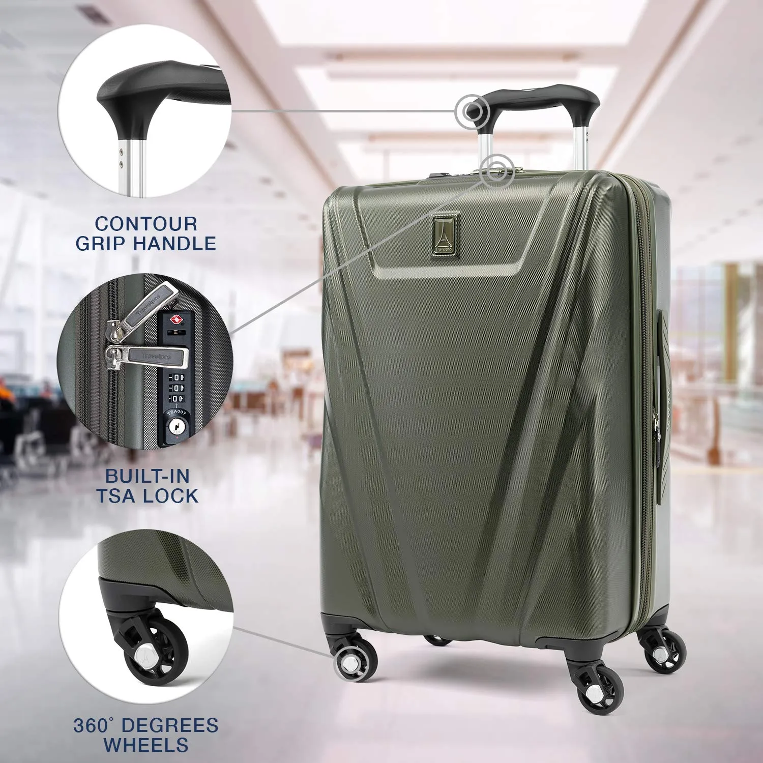 Travelpro Maxlite 5 Expandable Carry-on Spinner Hardside Luggage, Slate Green