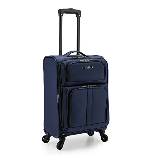 U.S. Traveler Anzio Softside Expandable Spinner Luggage, Navy, Carry-on 22-Inch