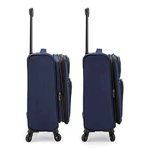 U.S. Traveler Anzio Softside Expandable Spinner Luggage, Navy, Carry-on 22-Inch