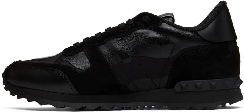 Valentino Garavani Black Camouflage Rockrunner Sneakers