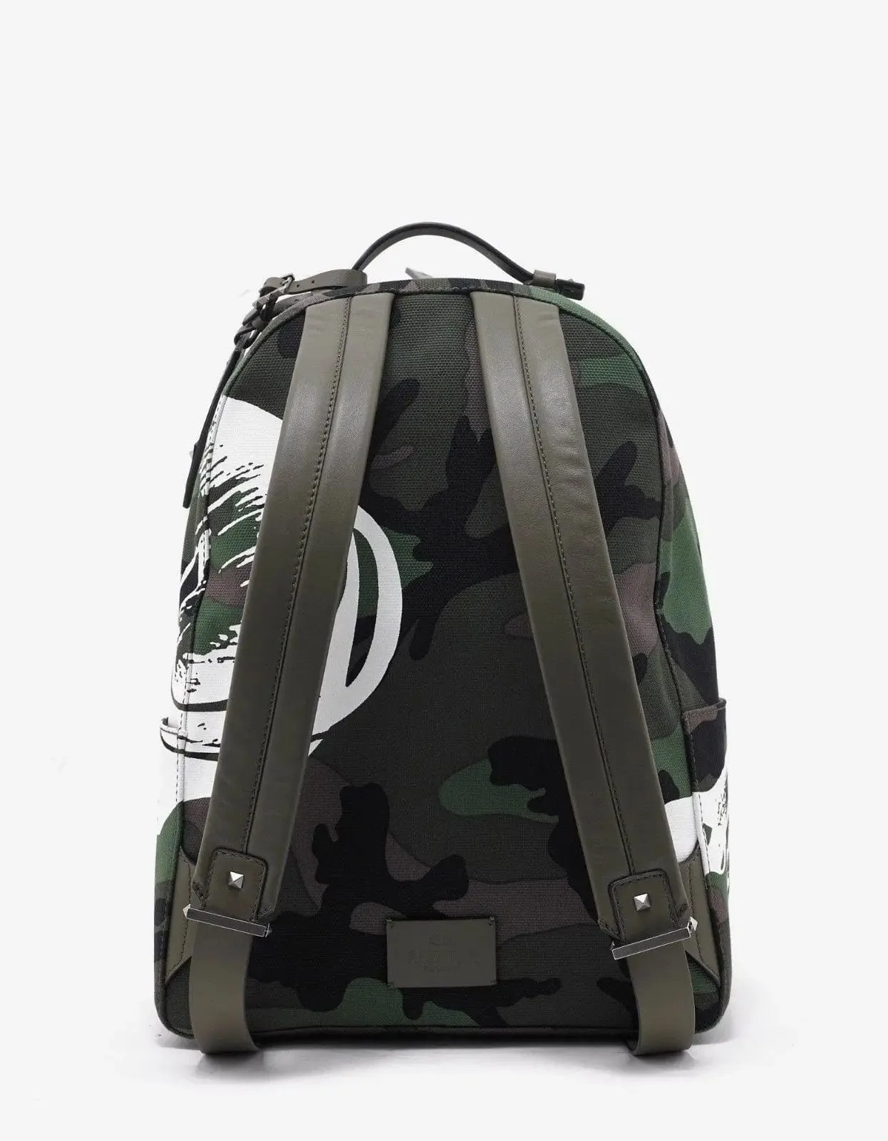 Valentino Garavani Green Camo Panther Print Backpack