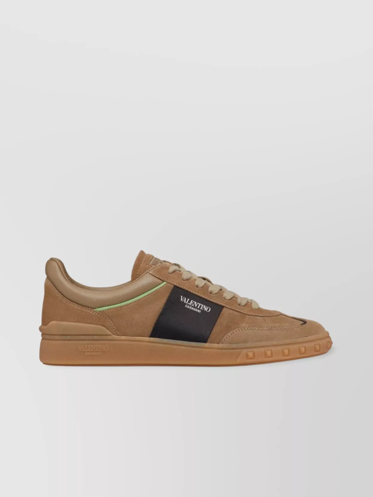 Valentino Garavani   Suede round toe sneakers with rockstud detailing