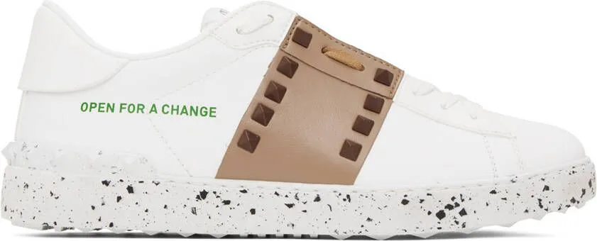 Valentino Garavani White & Tan 'Open For A Change' Sneakers