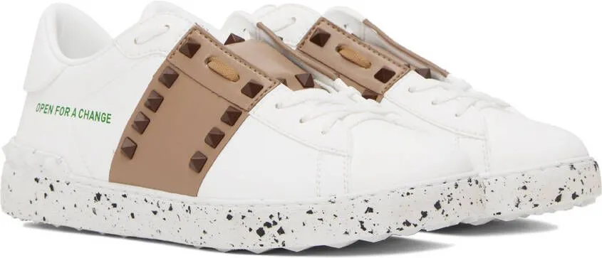 Valentino Garavani White & Tan 'Open For A Change' Sneakers