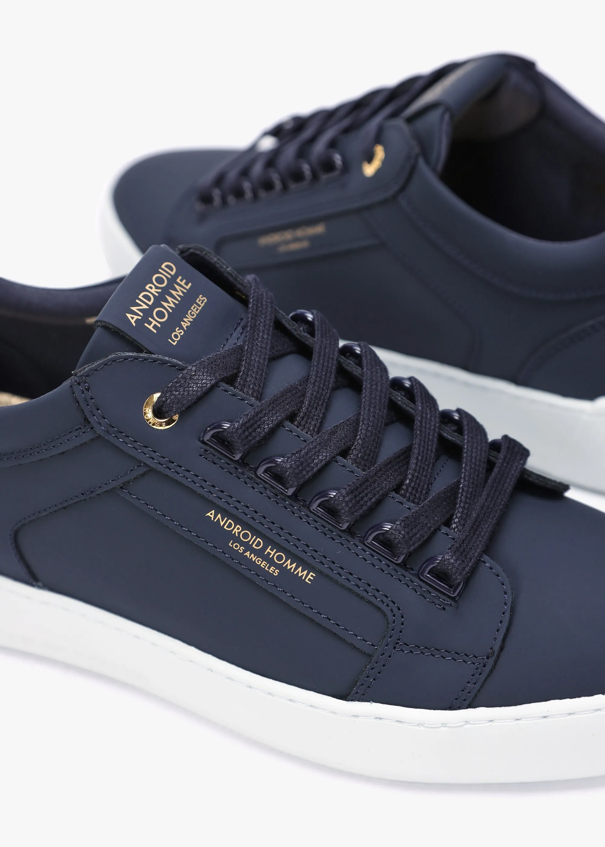 Venice Navy Leather Trainers