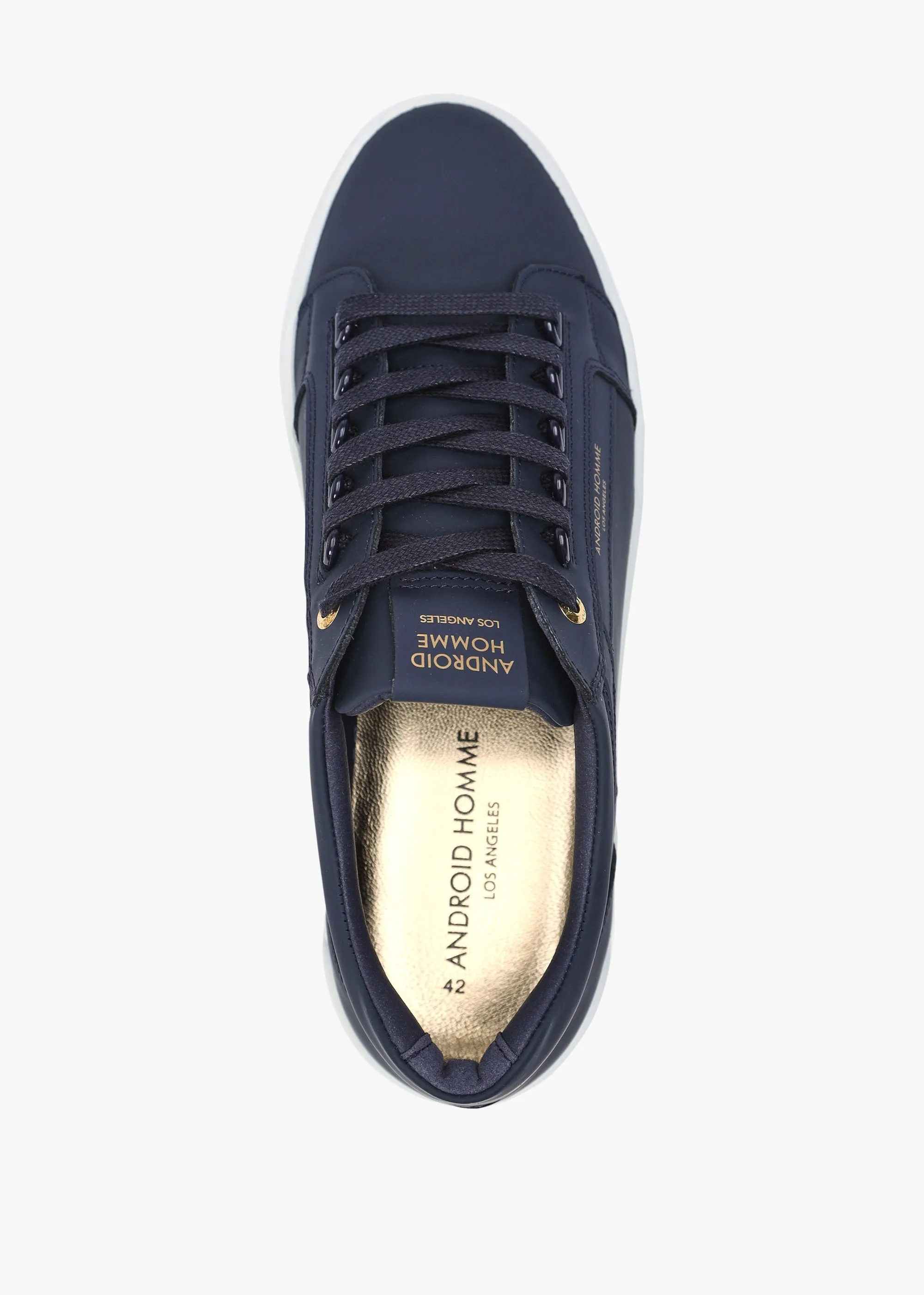 Venice Navy Leather Trainers