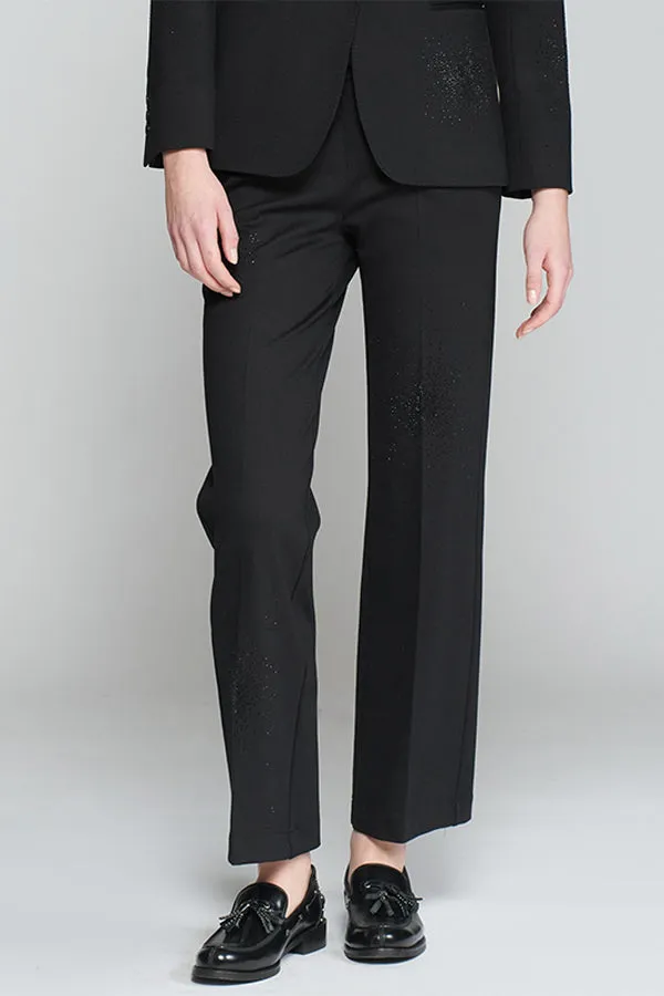 Vilagallo MARTINA BLACK STRASS STRETCH KNITTED TROUSERS