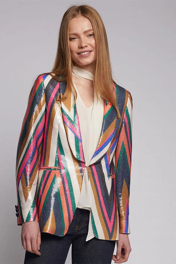 Vilagallo SEQUINS MULTICOLOUR ZIGZAG SMOKING JACKET