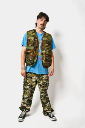 Vintage utility camo vest men