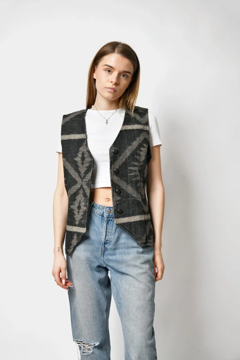 Vintage womens wool vest grey