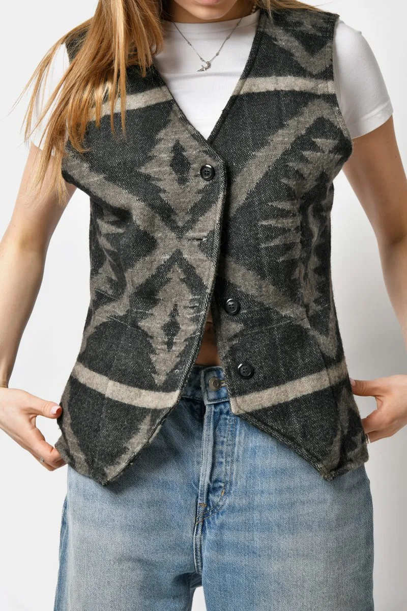 Vintage womens wool vest grey