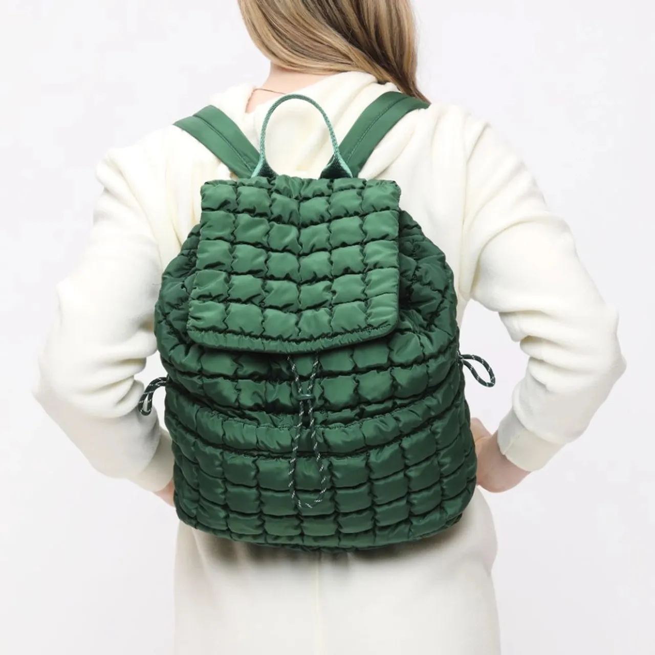 Vitality Quilted Nylon Backpack - Emerald