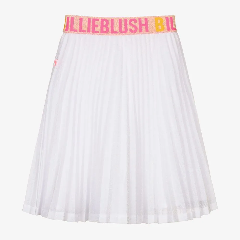 White Glitter Pleated Skirt