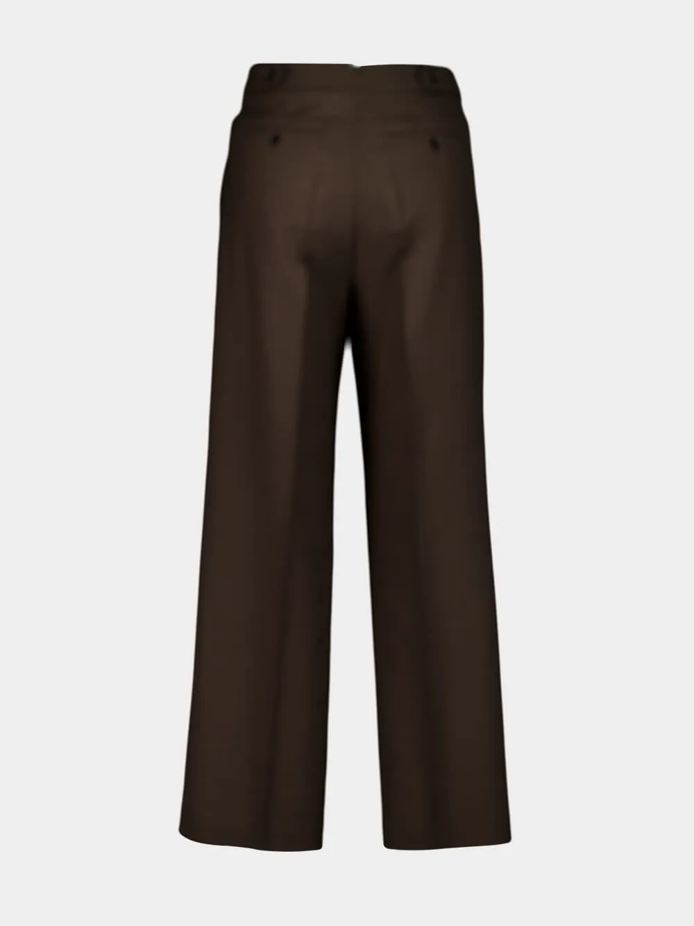 Wide Fit Dark Coffee Wool Trousers