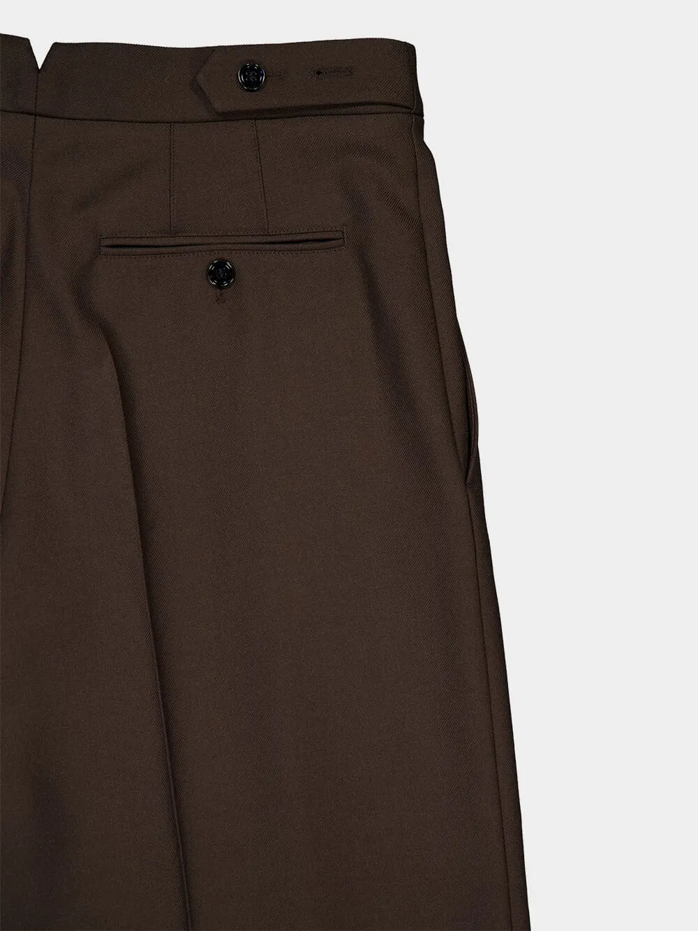 Wide Fit Dark Coffee Wool Trousers