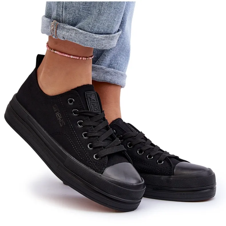 Women's Black Fabric Sneakers Staneva