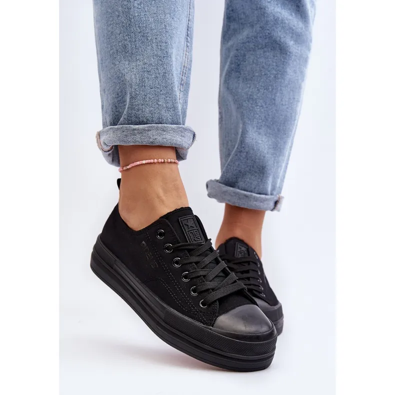 Women's Black Fabric Sneakers Staneva