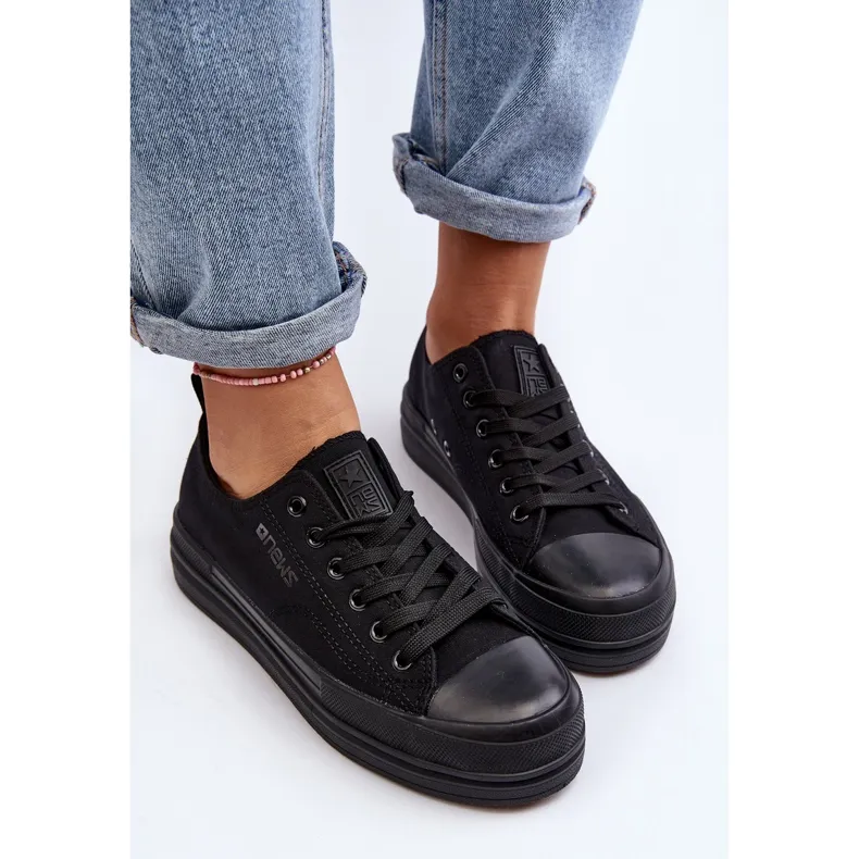 Women's Black Fabric Sneakers Staneva