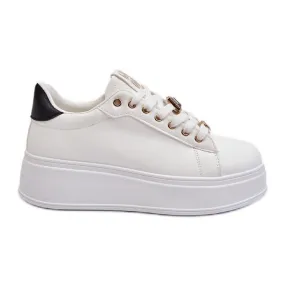 Women's Platform Sneakers With Decorations, White Herbisa