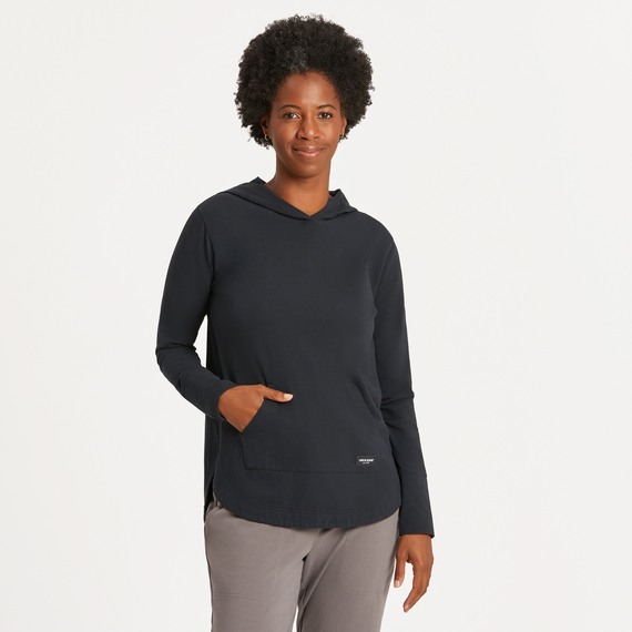 Women's Solid Crusher-FLEX Hoodie Tunic