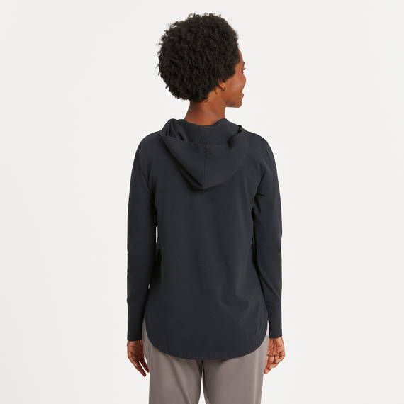 Women's Solid Crusher-FLEX Hoodie Tunic