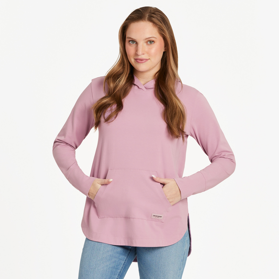 Women's Solid Crusher-FLEX Hoodie Tunic