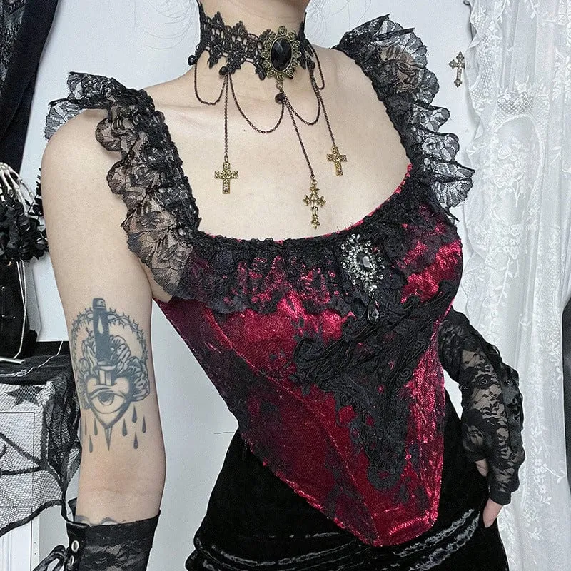 Women's Gothic Splice Lace Vest