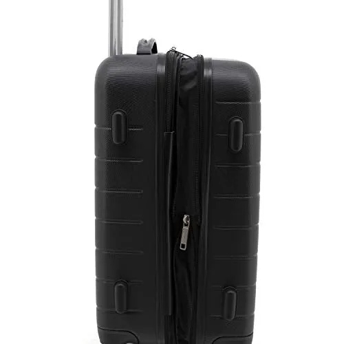 Wrangler Smart Luggage Set with Cup Holder and USB Port, Black, 20-Inch Carry-On